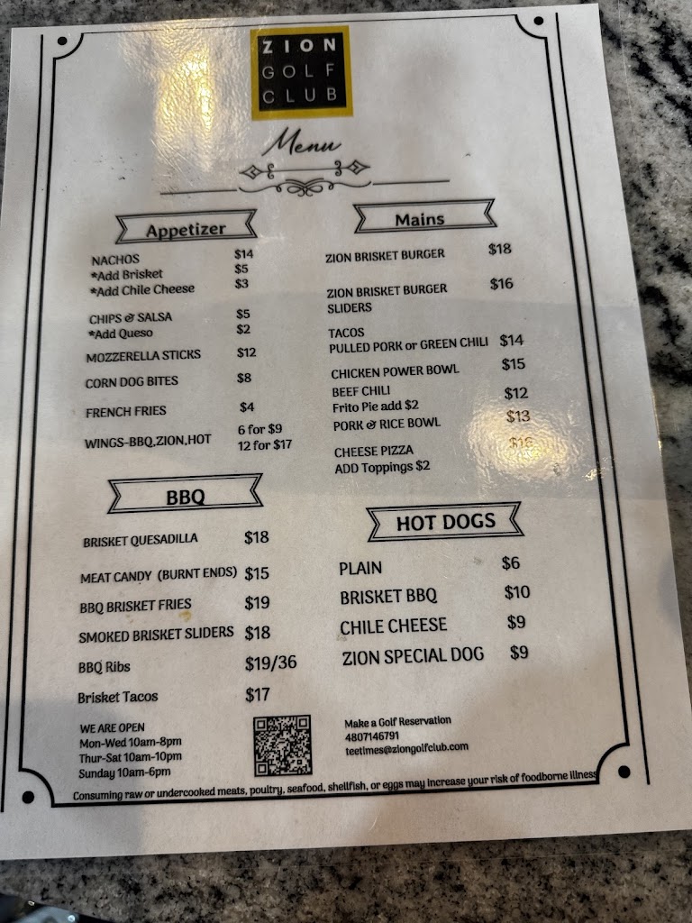 Zion Golf Club and BBQ & Bar - review
